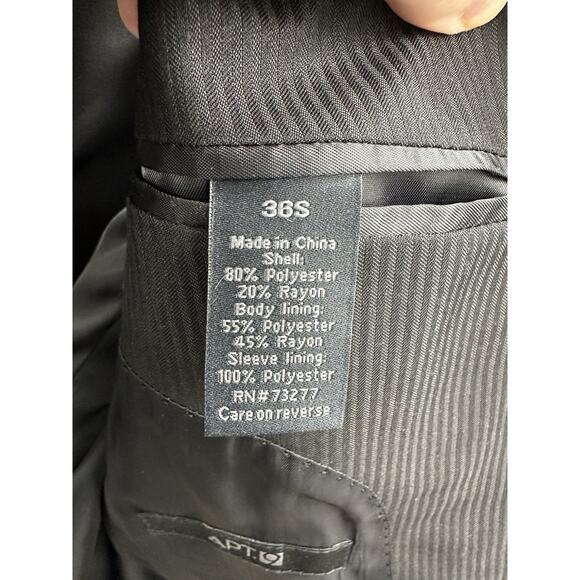 Apt 9 Mens Blazer Size 38S Black Two Button Up Sports Coat - Picture 6 of 12